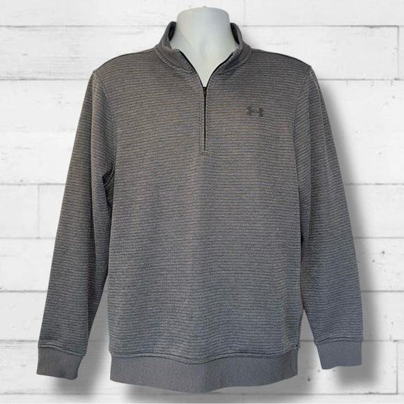 Under Armour ColdGear Quarter Zip Pullover Men’s Medium Gray Performance Top - Picture 3 of 10